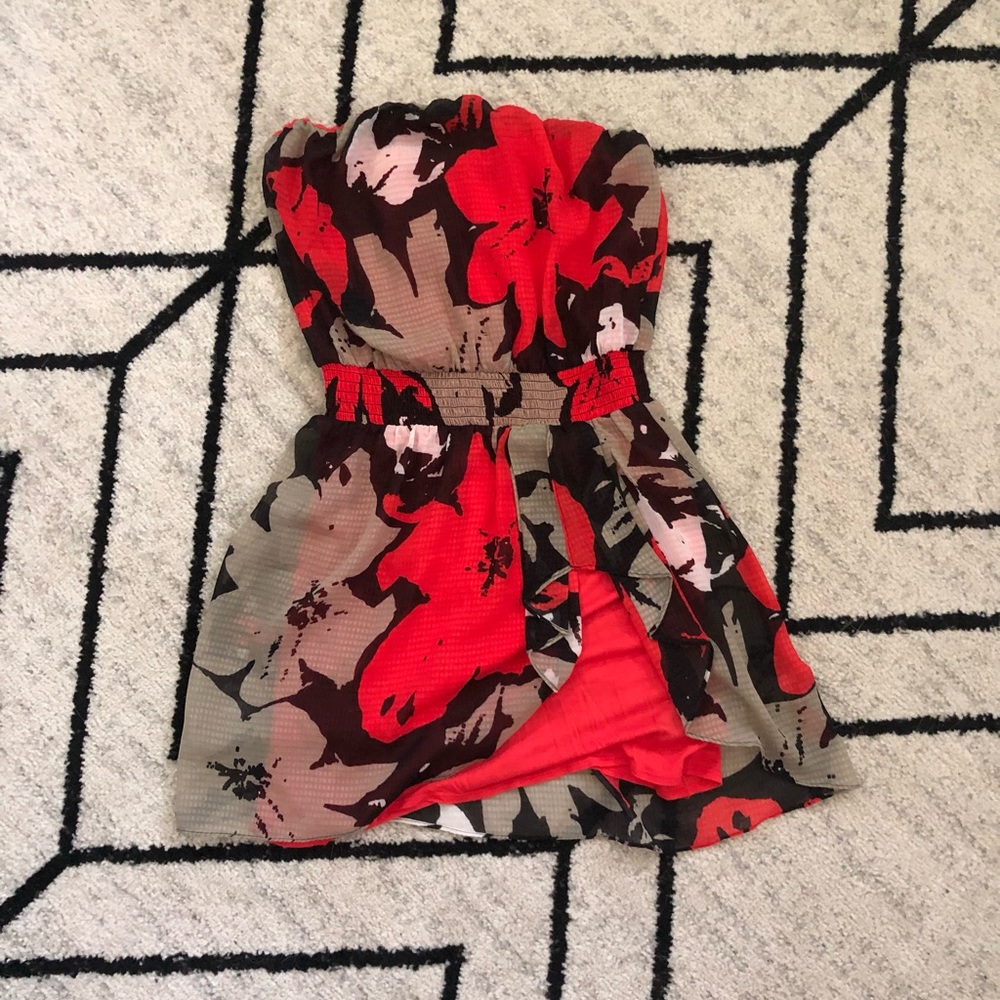 Guess floral strapless dress